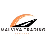 Logo of Malviya Trading Company featuring a stylized black road design with a sharp curve under an orange arc, symbolizing growth and movement, accompanied by the company name in bold text below."